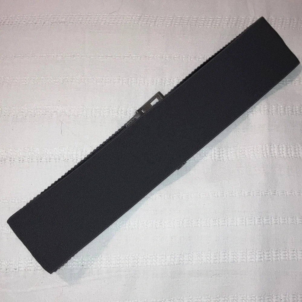 Dark Chocolate Belt with Stretch Back, Ornate Faux Leather Front,  Metal‎ Buckle
